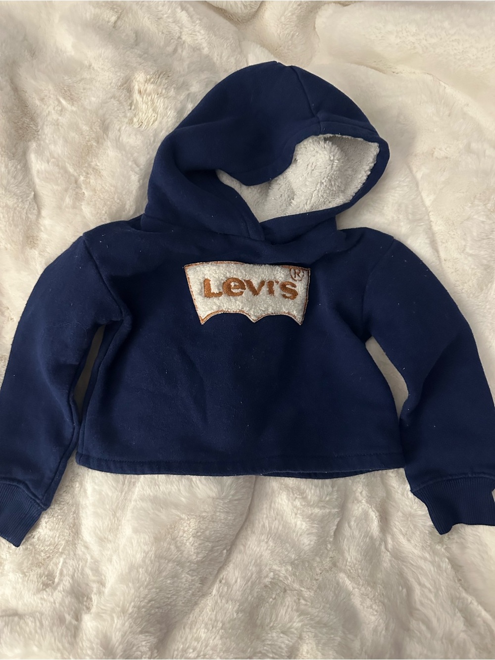 Levi's Cropped Navy Hooded Pullover with Logo